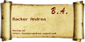 Backer Andrea névjegykártya